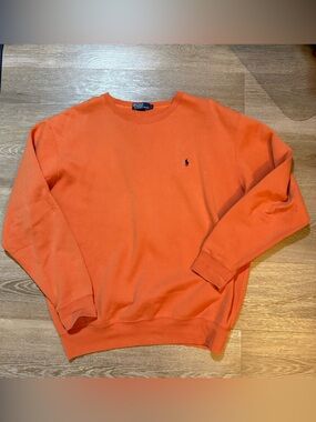 Ralph Lauren Orange Crewneck Sweatshirt with Navy Pony